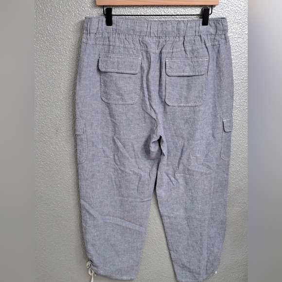 NWOT Caffe' Marrekesh Chambrey Linen Blend Cropped  Pants    Size M - Picture 4 of 11